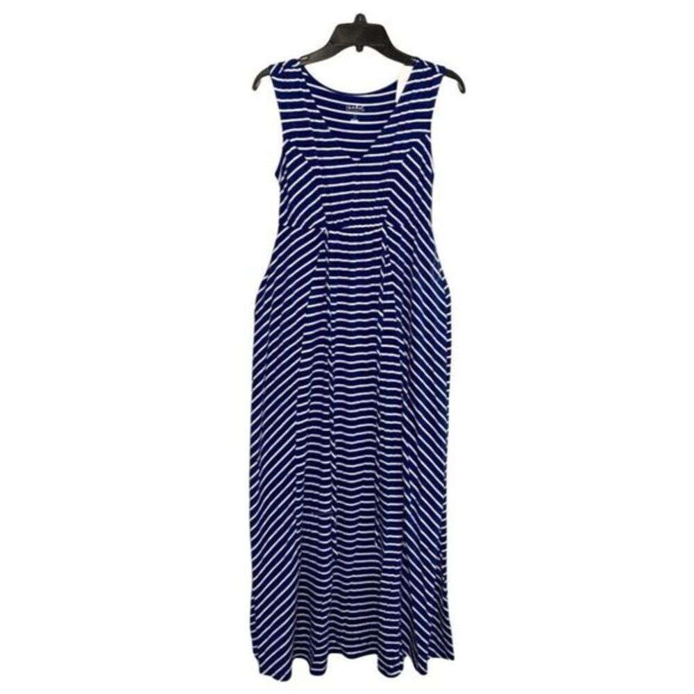 Isabel Maternity Maxi Dress Women's Blue White Stripe‎ Small Sleeveless Stretch
